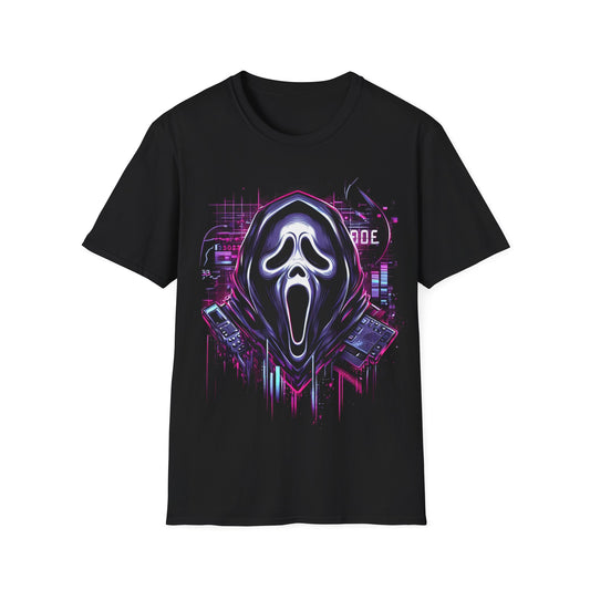 Cyberpunk Scream Face T-Shirt - A Futuristic Twist on Horror's Iconic Visage