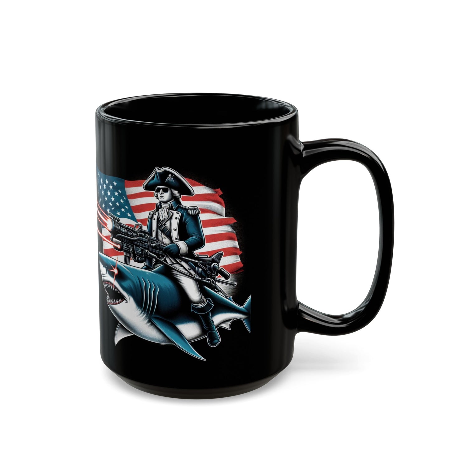 George Washington Riding a Laser Shark Coffee Mug