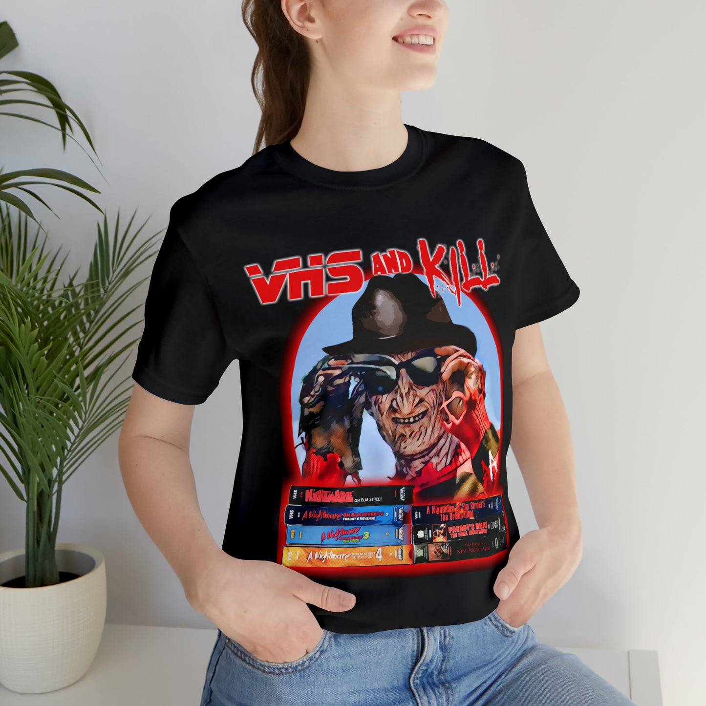 VHS and Kill Freddy Krueger Tee - Embrace Retro Horror Vibes - thenightmareinc