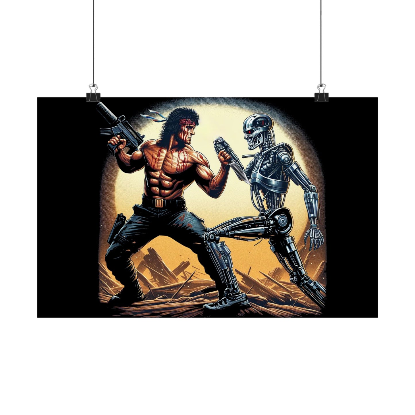 Rambo vs. Terminators Poster - Battle for Survival