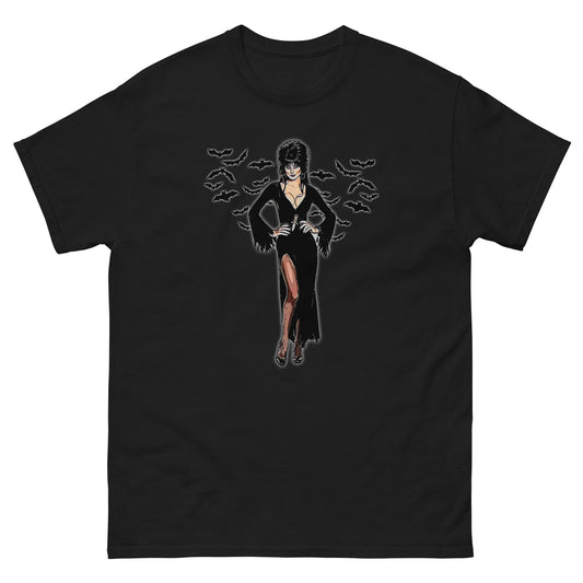 Elvira The Dark 80s Horror Tee - Classic T-Shirt - thenightmareinc