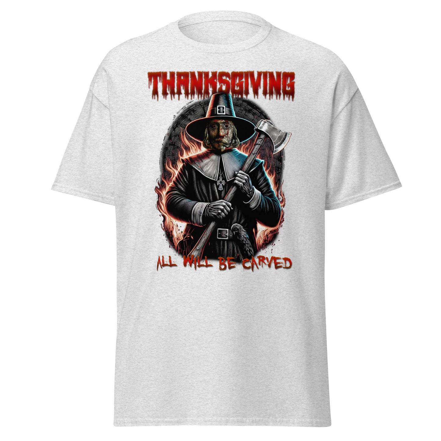 All will be carved: Thanksgiving T-Shirt - John Carver's Night Edition