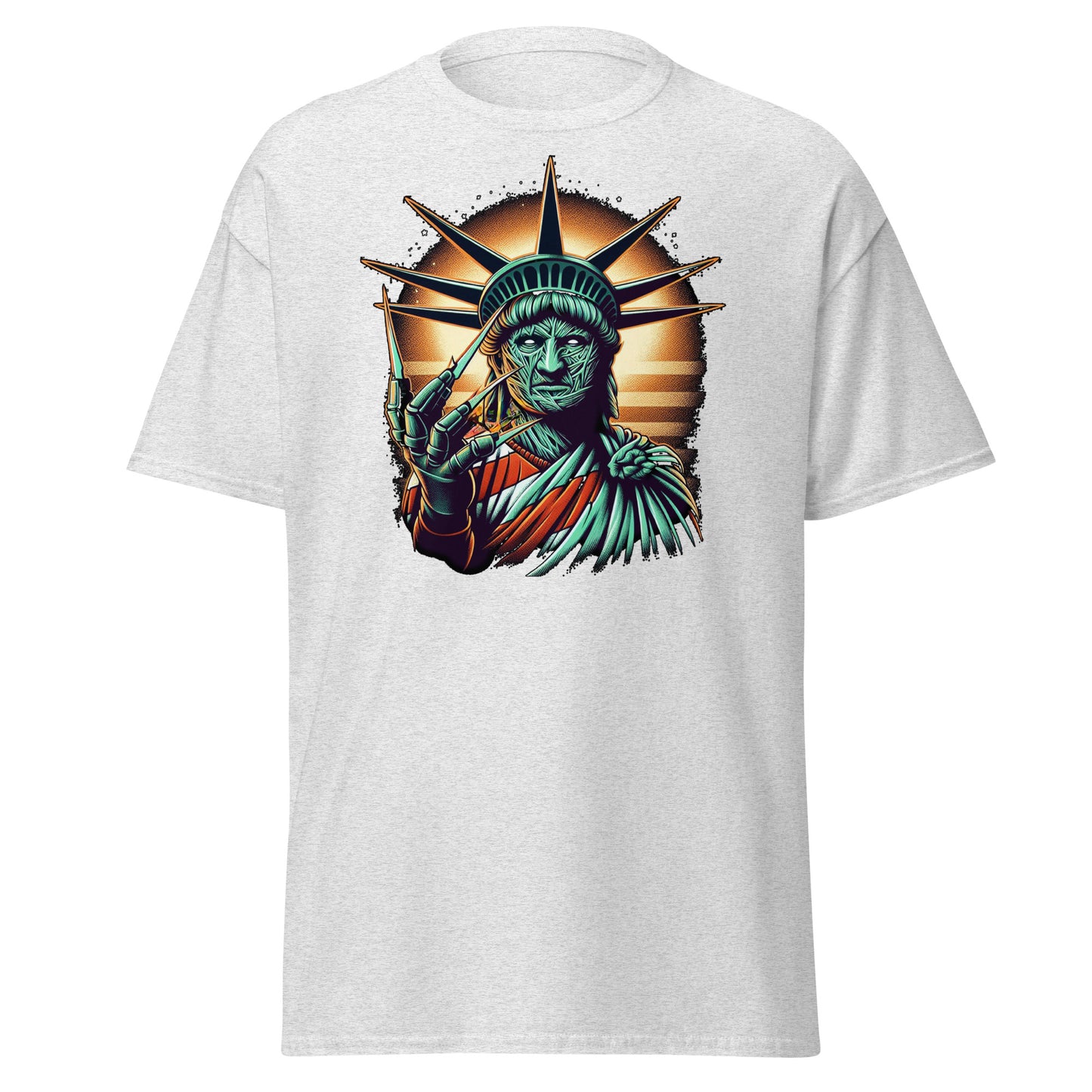 Unleash the Horror with Our Freddy Krueger Statue of Liberty T-Shirt