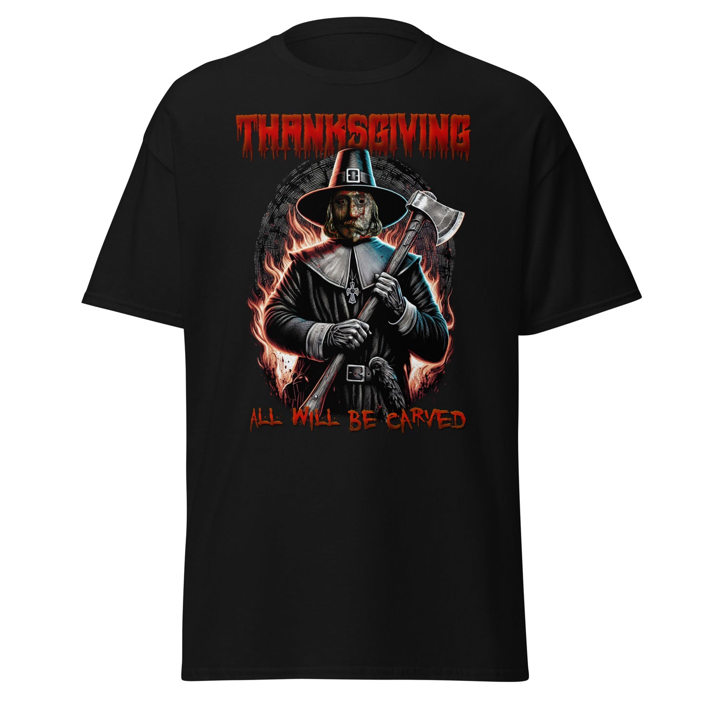 All will be carved: Thanksgiving T-Shirt - John Carver's Night Edition