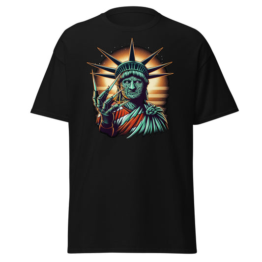Unleash the Horror with Our Freddy Krueger Statue of Liberty T-Shirt