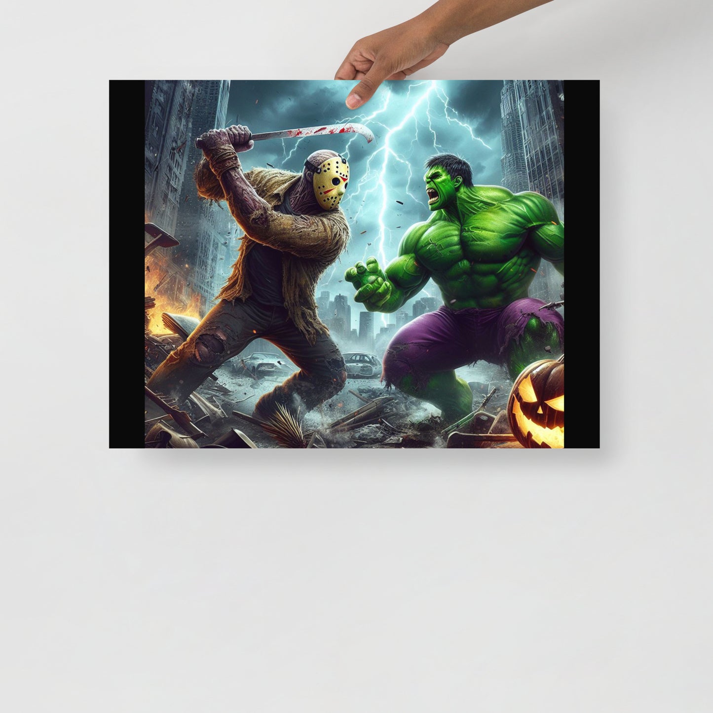 Jason Voorhees vs The Hulk Poster - Clash of the Unstoppable Titans