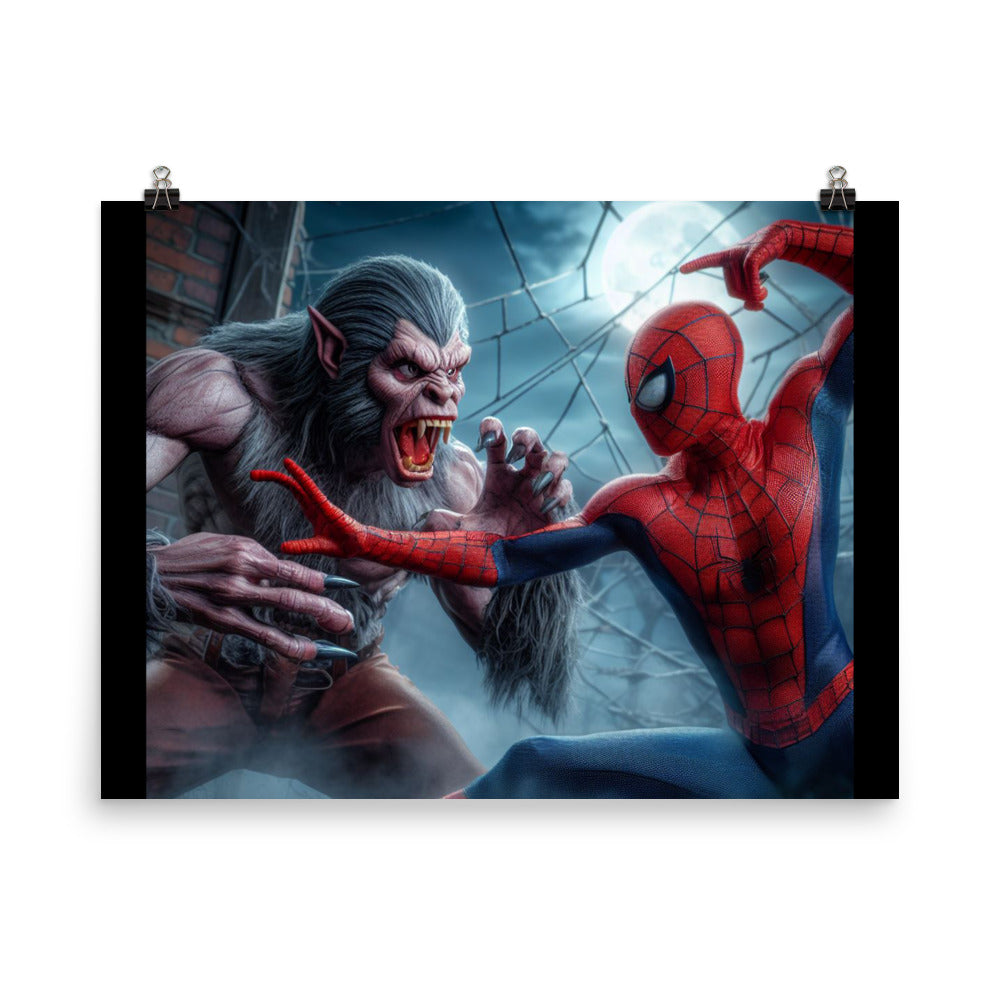 Spider-Man vs The Wolf Man Poster - Web-Slinger vs the Werewolf