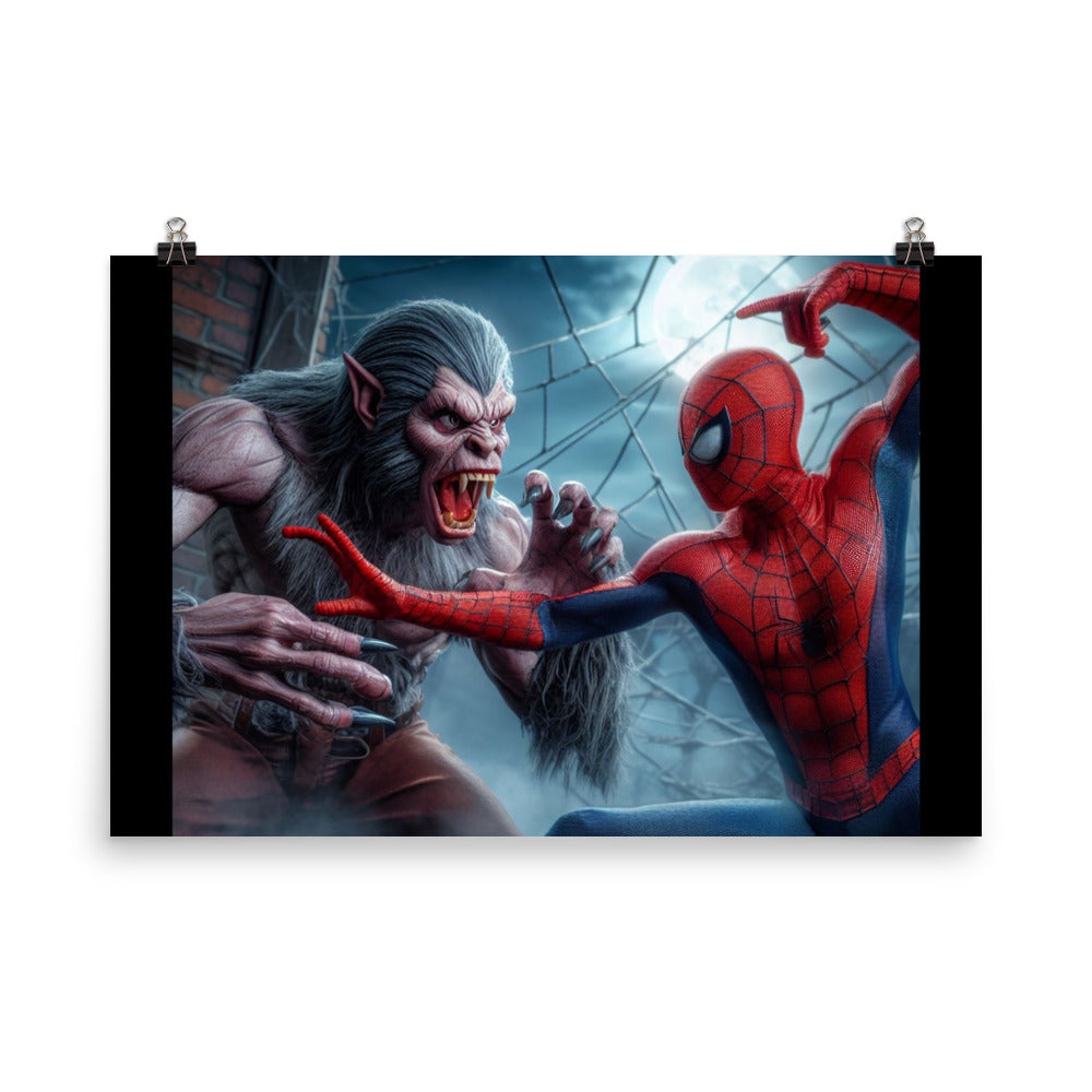 Spider-Man vs The Wolf Man Poster - Web-Slinger vs the Werewolf