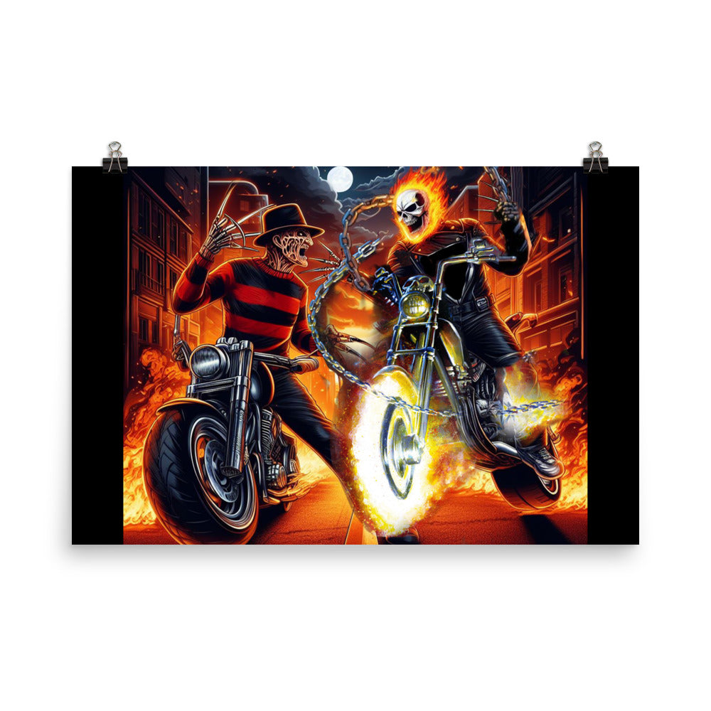 Freddy Krueger vs Ghost Rider Poster - Nightmare's Inferno