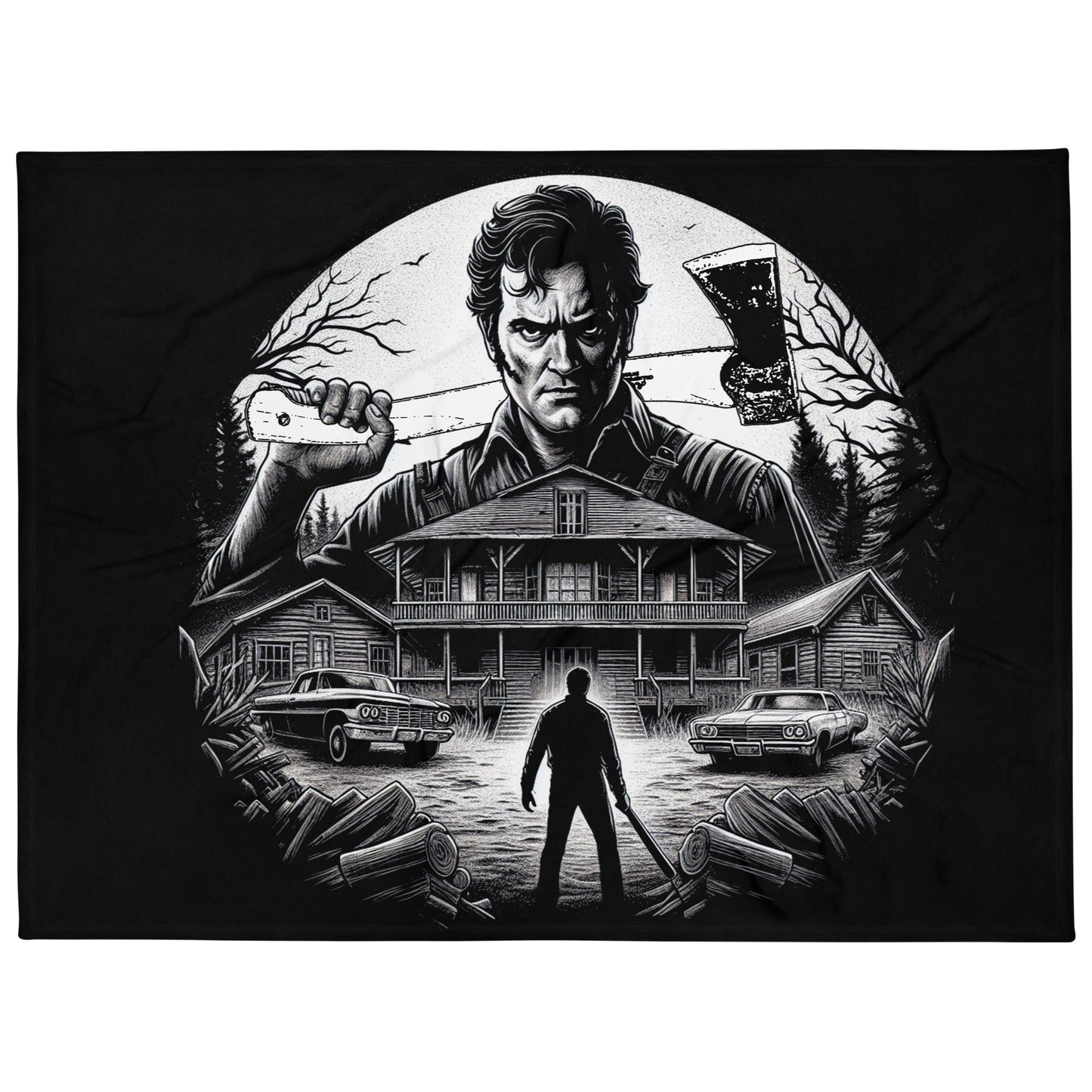Ash Williams Evil Dead Blanket - Cozy with Chainsaw Justice