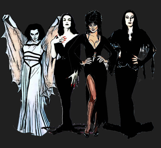 Women of Horror Throw Blanket - Vampira, Morticia Addams, Lily Munster, Elvira - thenightmareinc